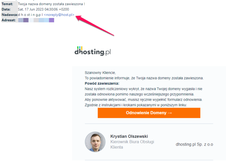 Czy Otrzymana Wiadomo Pochodzi Z Dhosting Pomoc Dhosting Pl