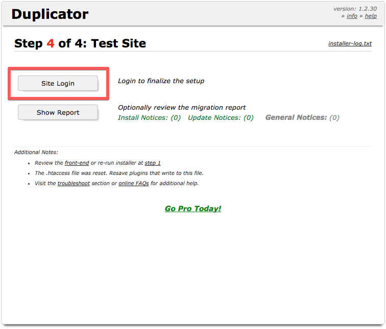 duplicator test site