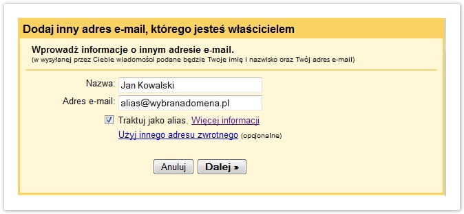 dodawanie adresu e-mail gmail