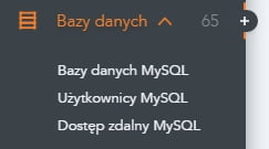 bazy mysql menu