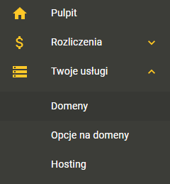 Wybranie usług i listy domen w cyberfolks.pl