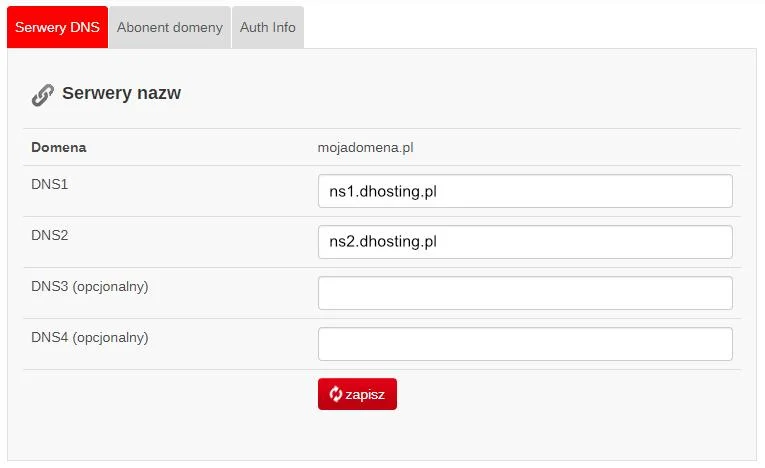 Formularz zmiany serwerów DNS w webd.pl Formularz zmiany serwerów DNS w webd.pl