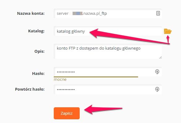 Dodawanie konta FTP w panelu klienta nazwa.pl