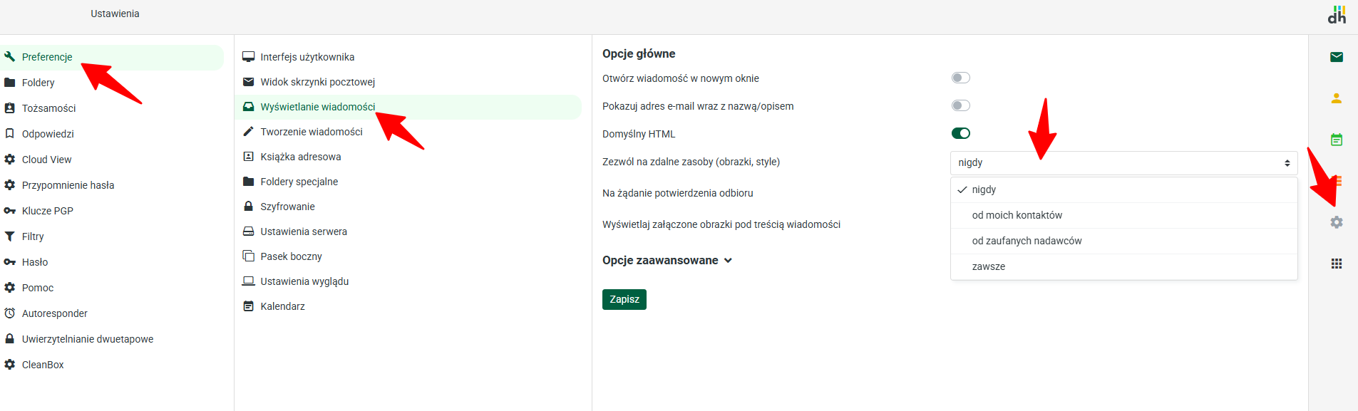 Webmail dpoczta.pl - zaufani nadawcy 1 dPoczta pl Preferencje 02 24 2026 01 56 PM